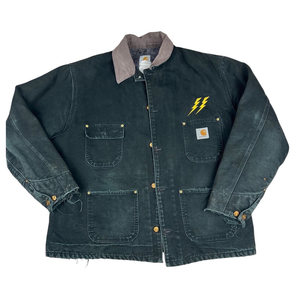 Carhartt Chore Coat Mens XL Black Fair Distressed Vintage Workwear Streetwear
